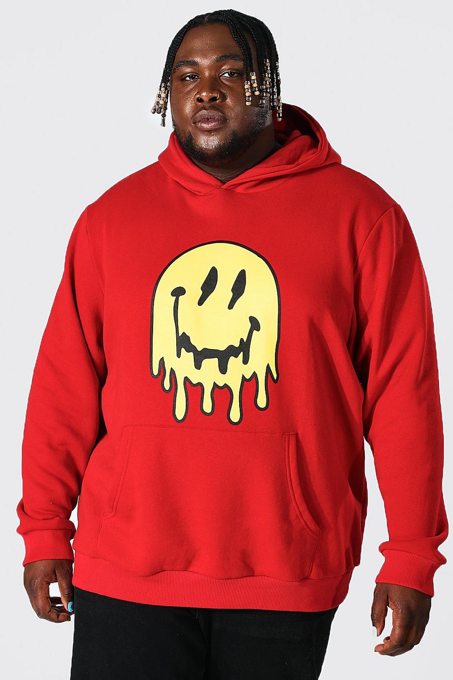 Red rouge Plus Size Druipende Smiley Graffiti Hoodie image number 1