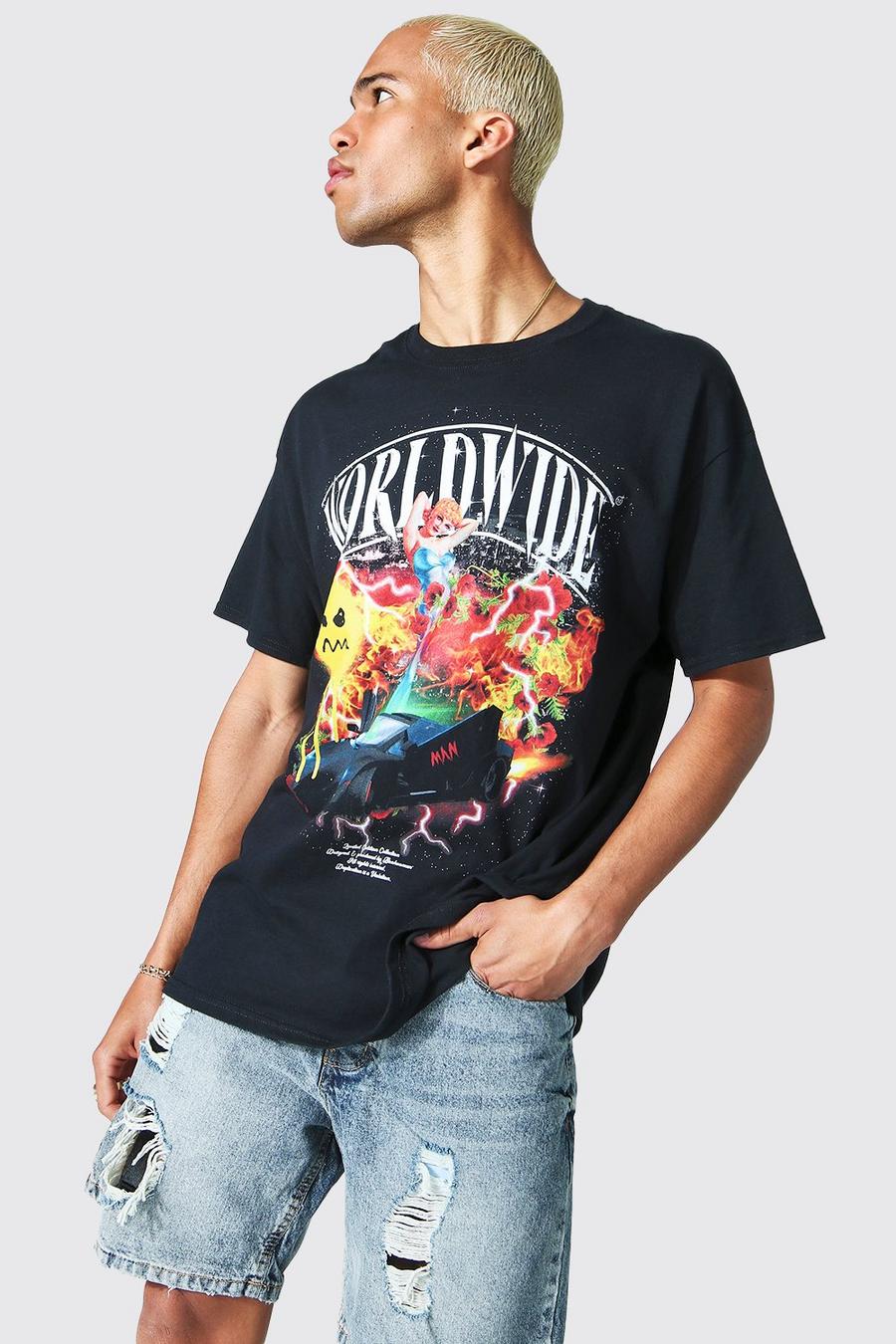 Black noir Oversized Worldwide T-Shirt image number 1