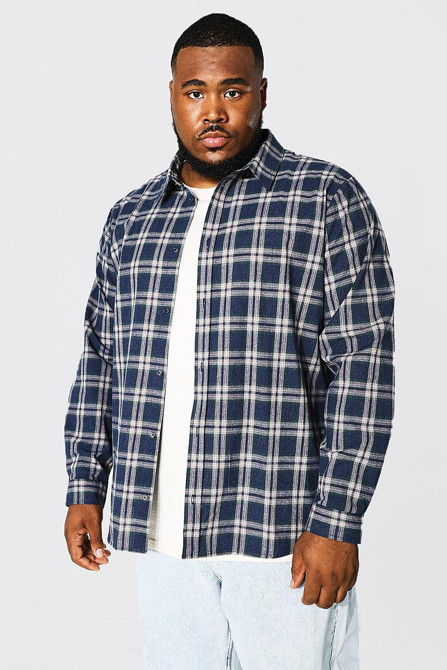 Navy Plus Long Sleeve Check Shirt image number 1