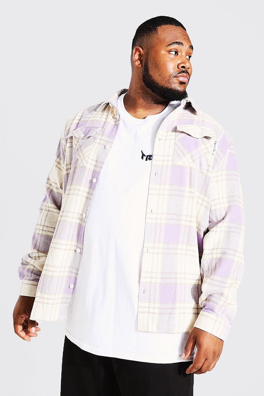 Lilac violet Plus Long Sleeve Heavyweight Check Overshirt image number 1