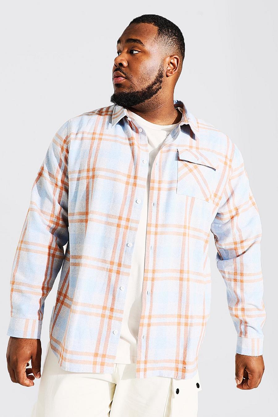 Light blue Plus Check Shirt In Oversized Tonal Check image number 1