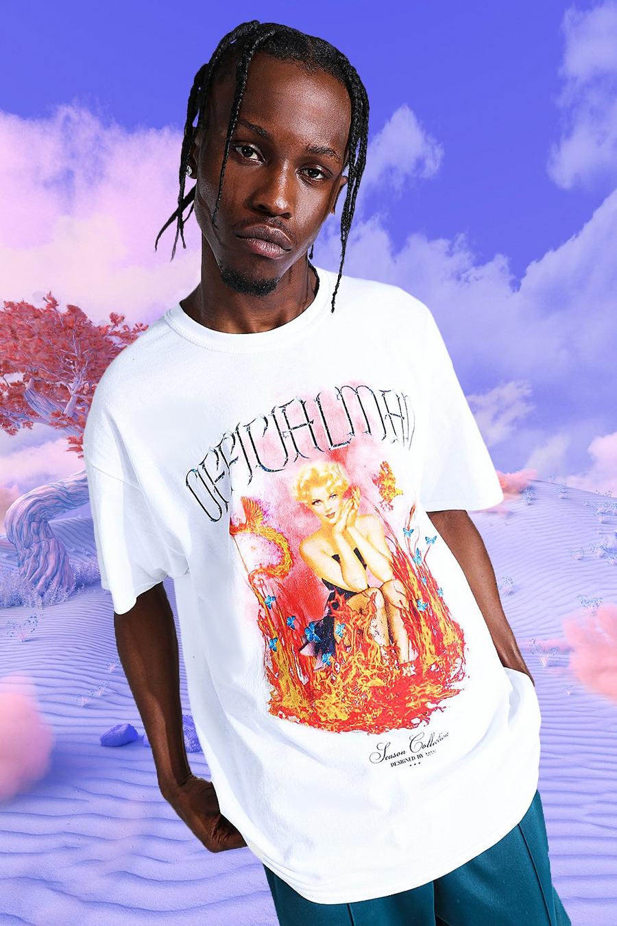 White weiß Official Man Oversized Pin Up T-Shirt image number 1