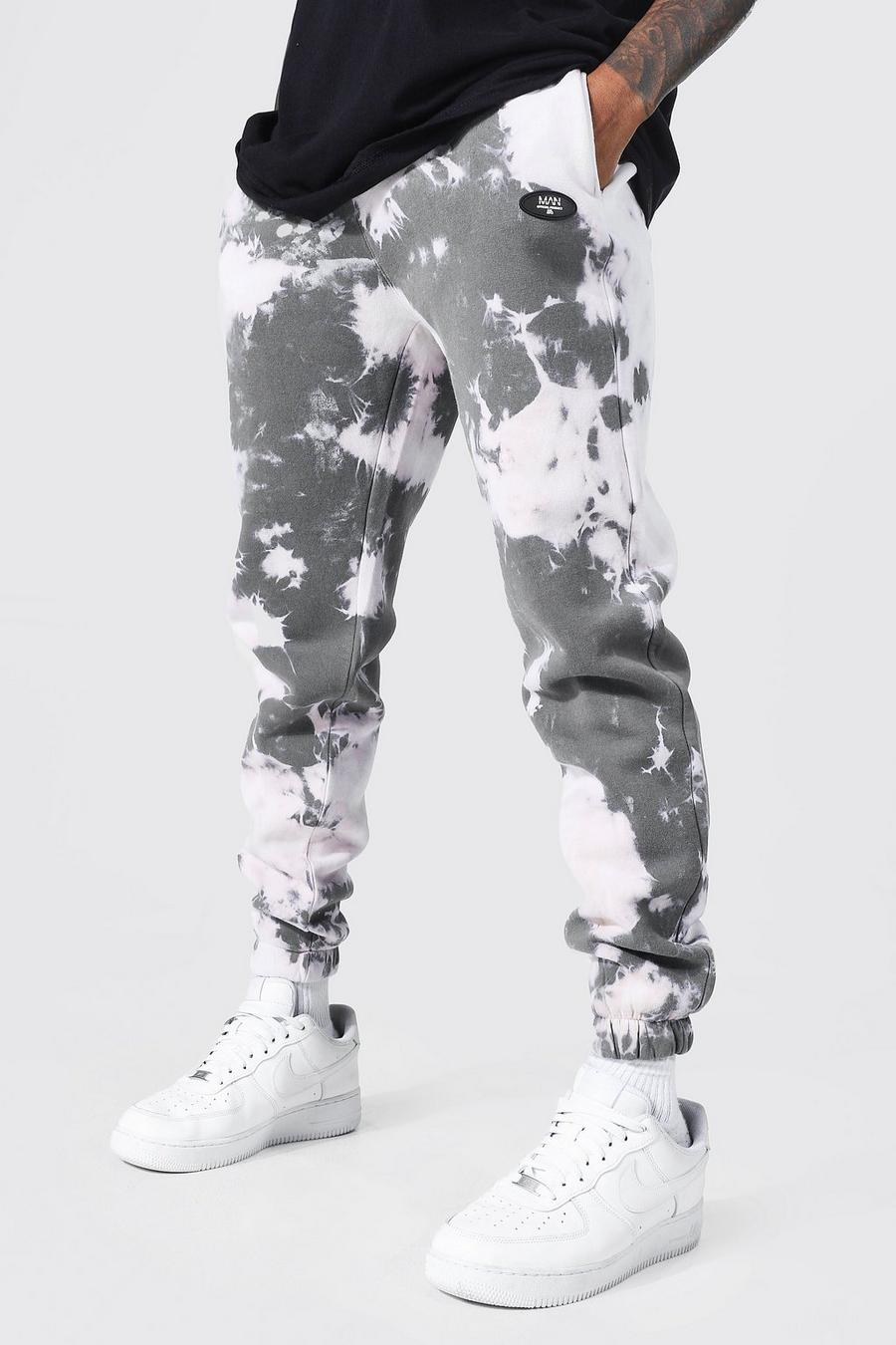 Pantalón deportivo MAN Offcl ajustado con desteñido anudado, Grey gris image number 1
