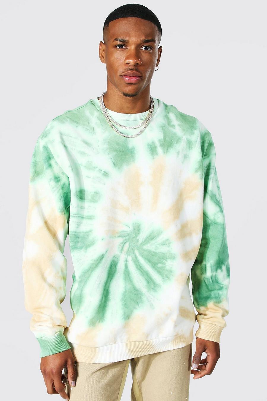 Green Oversize batikmönstrad sweatshirt image number 1