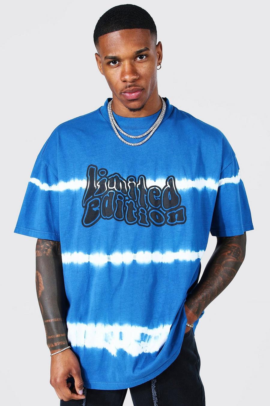 Camiseta oversize Limited Edition con desteñido anudado, Blue azzurro image number 1