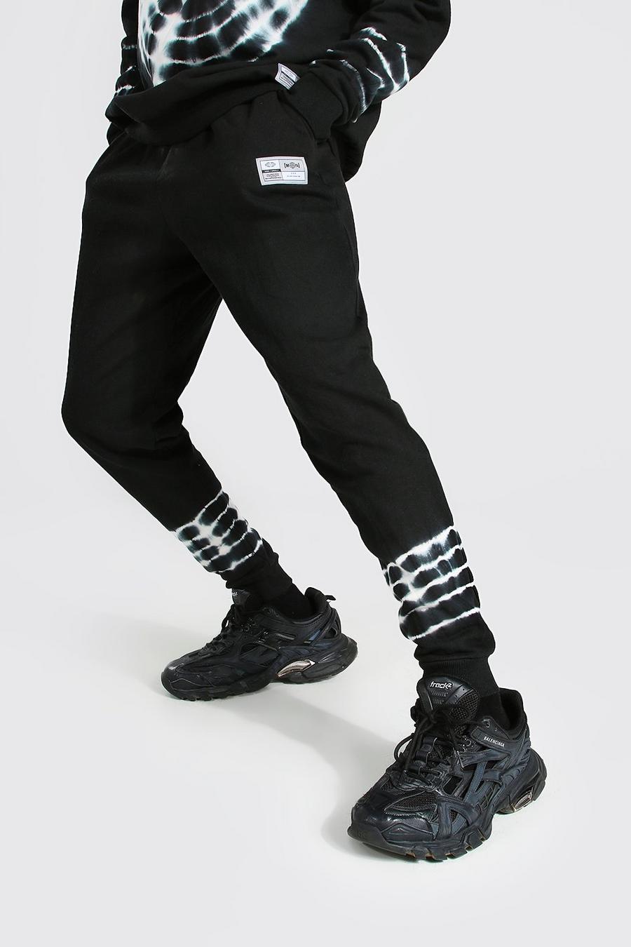 Pantalón deportivo MAN Regular con desteñido anudado, Black negro image number 1