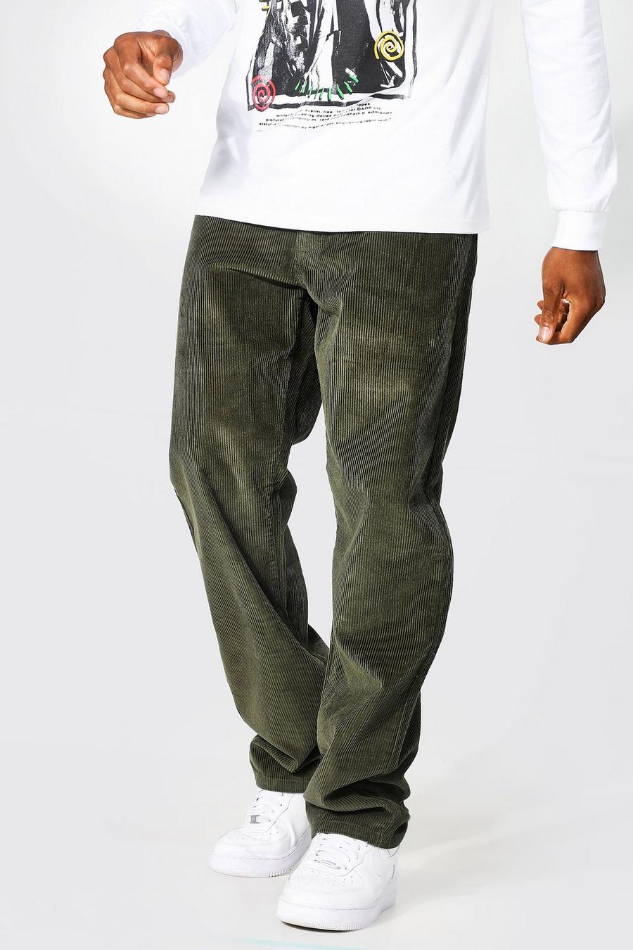 Pantaloni in velluto a coste rilassati, Khaki caqui image number 1