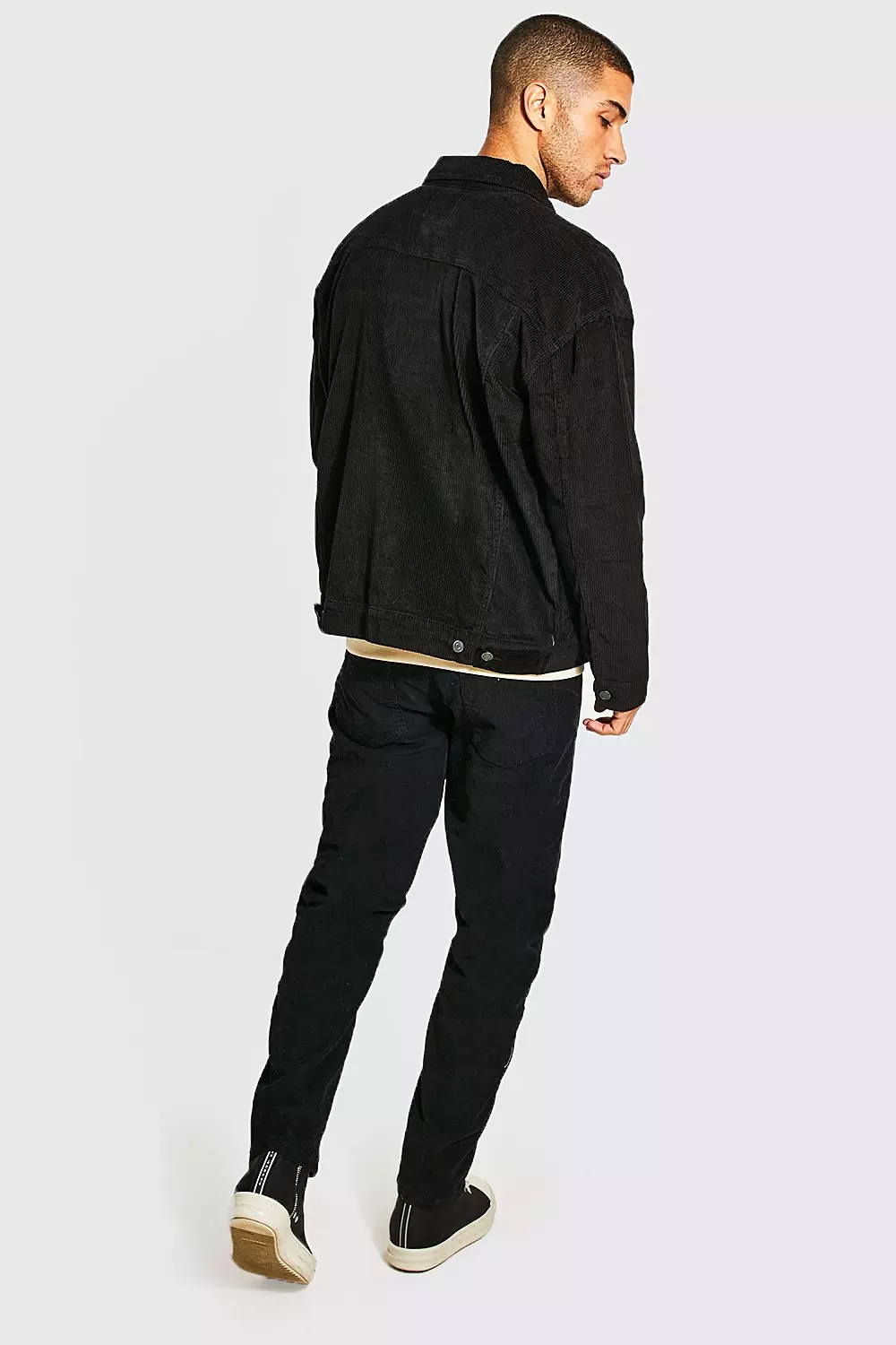 Black Oversized Cord Trucker Jacket alternative image