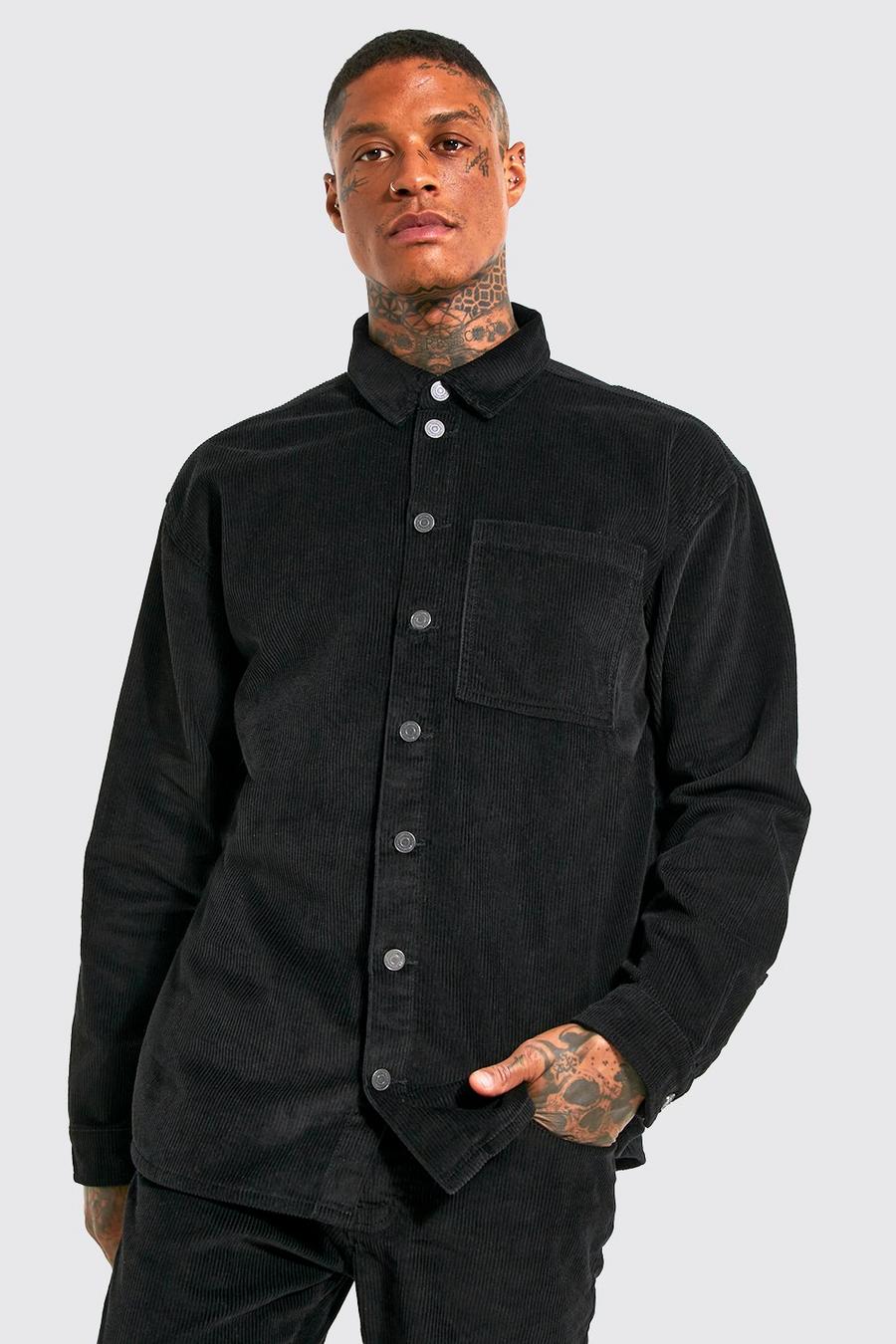 Camisa oversize de pana, Black negro image number 1