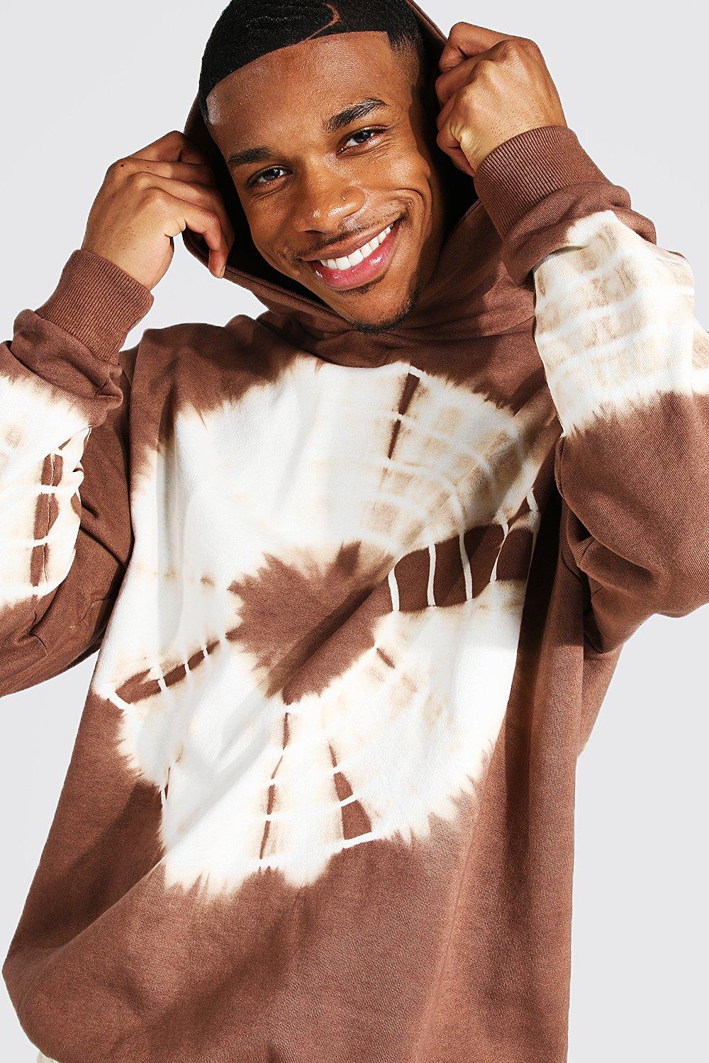 Tie dye hoodie beige sales