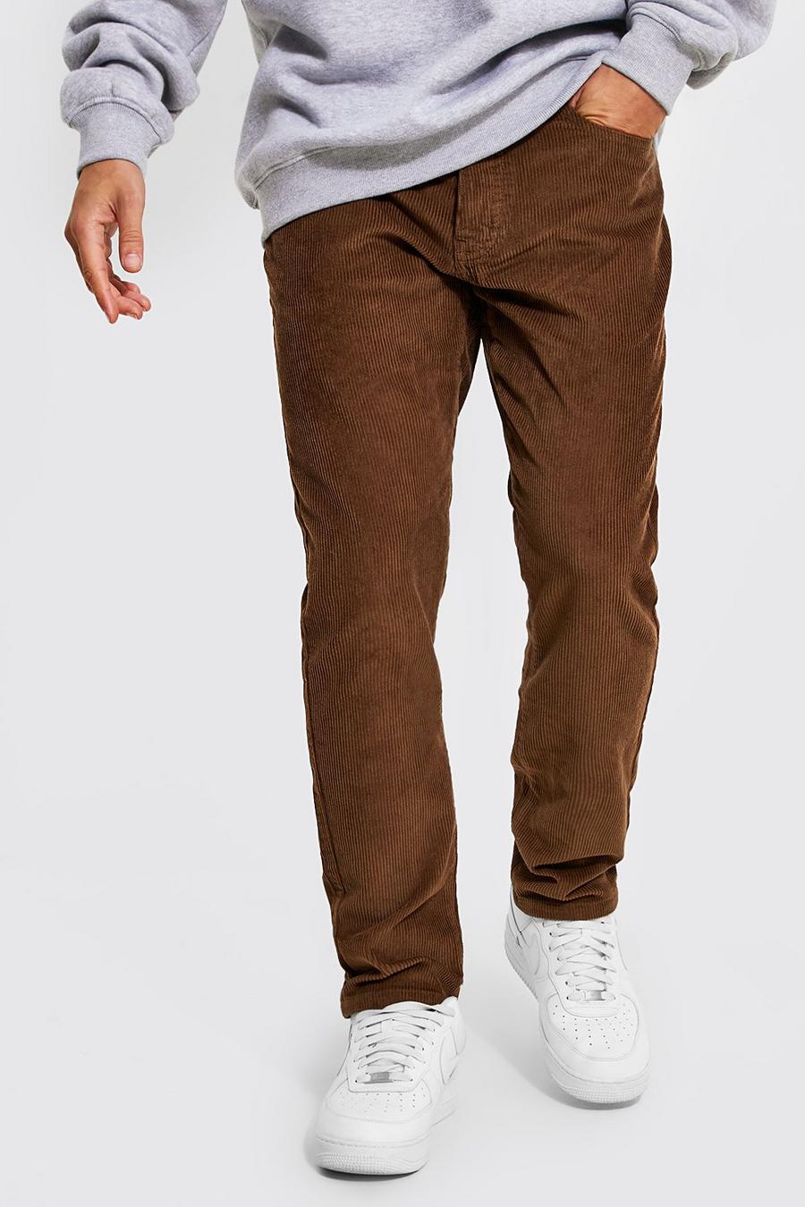 Chocolate marron Slim Fit Cord Trouser image number 1