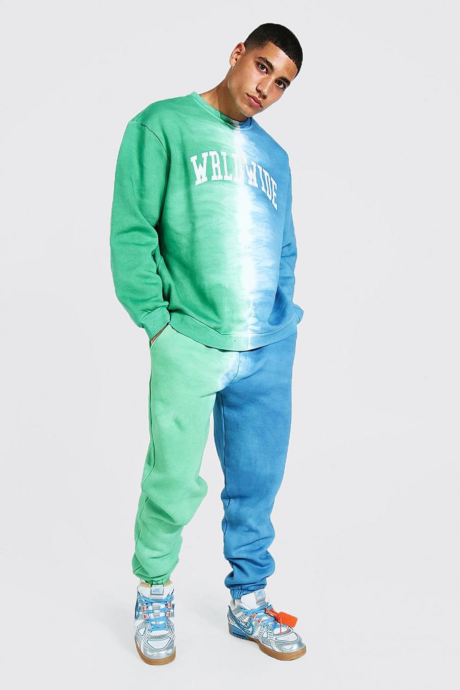 Green vert Oversized Wrldwide Ombre Sweater Tracksuit image number 1