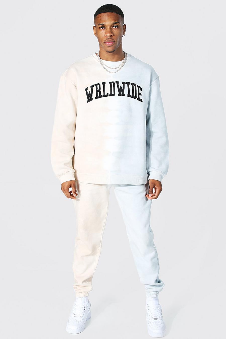 Sand Oversized Wrldwide Ombre Sweater Tracksuit image number 1