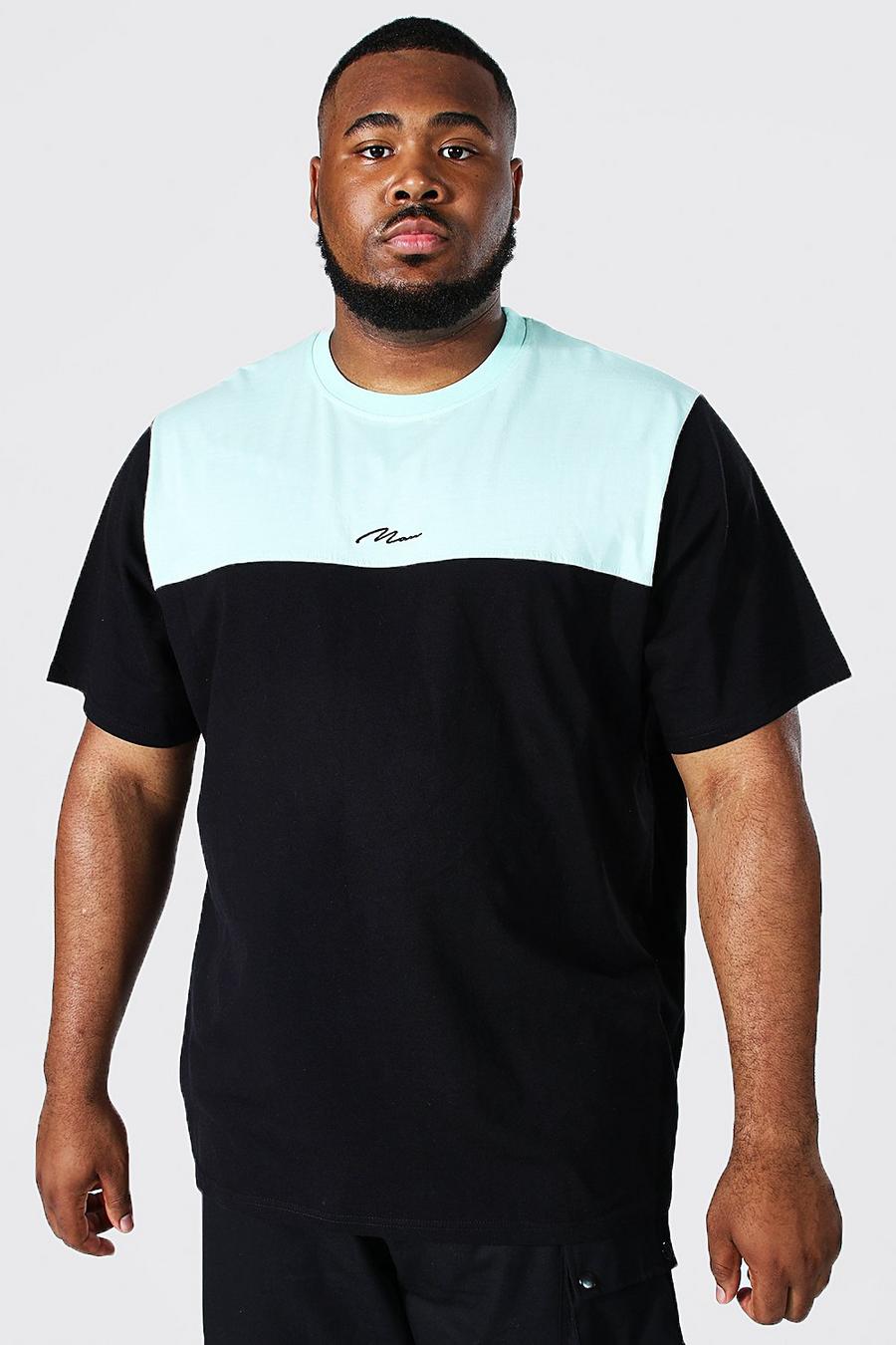 T-shirt Plus Size Man a blocchi di colore, Mint verde image number 1