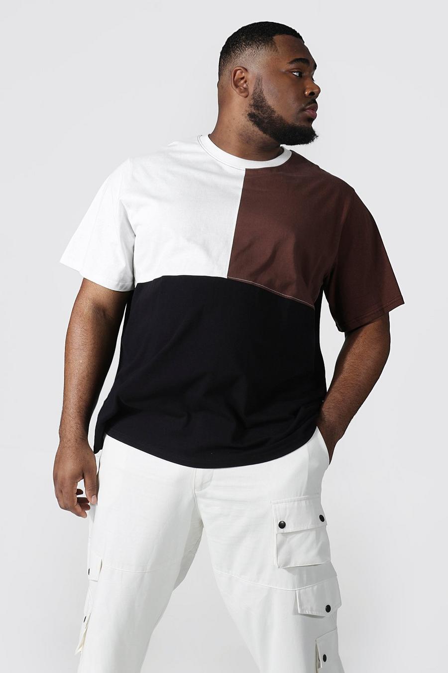 Brown Plus - T-shirt med blockfärger image number 1