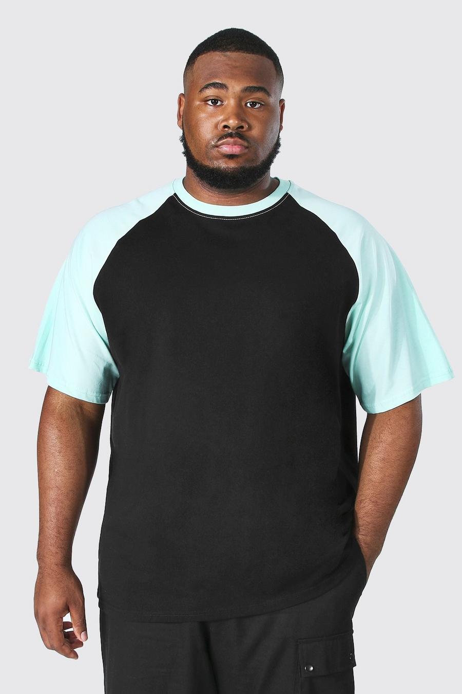 T-shirt Plus Size a blocchi di colore con maniche raglan, Mint gerde image number 1