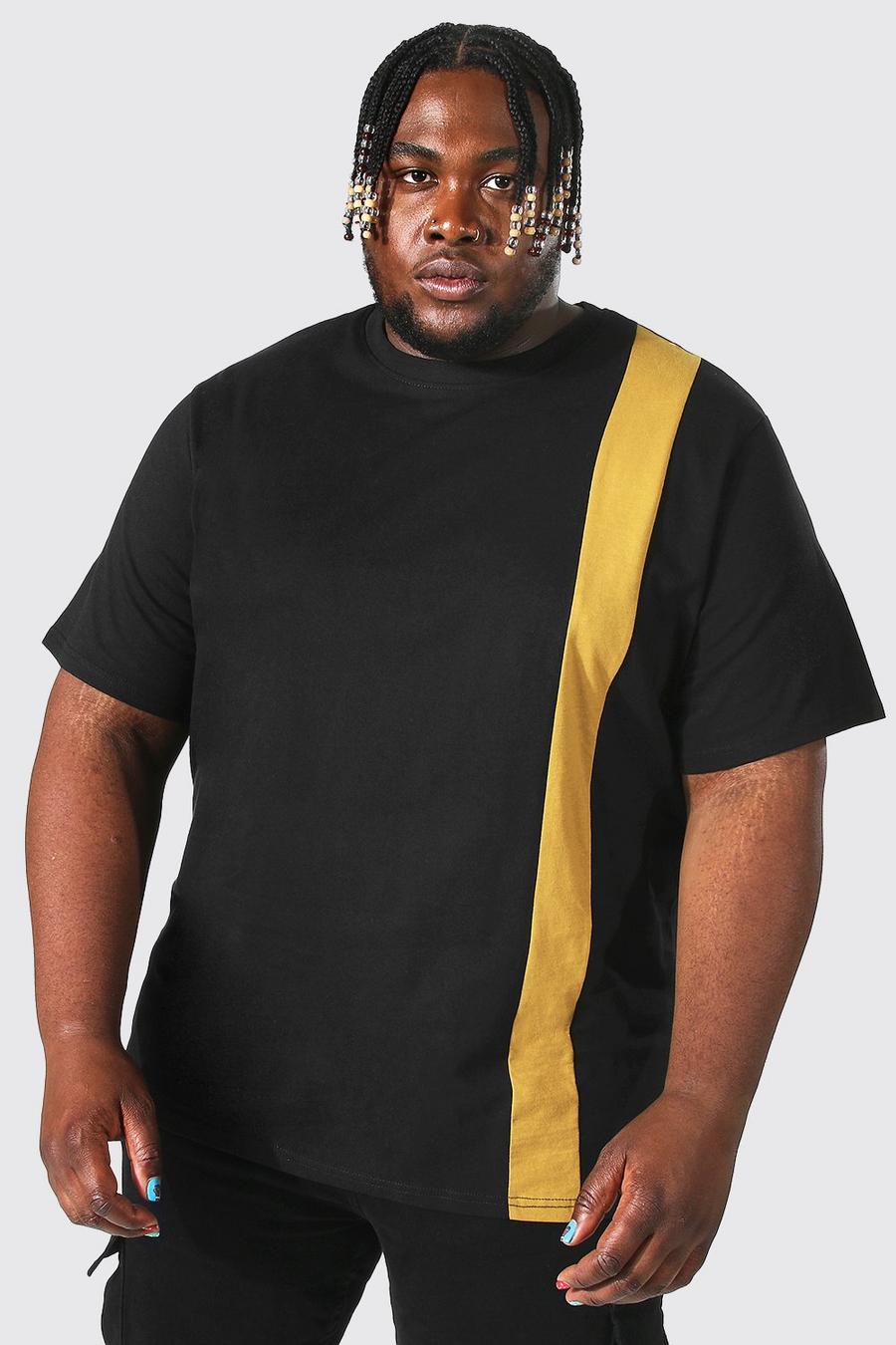 T-shirt Plus Size a blocchi di colore, Mustard giallo image number 1