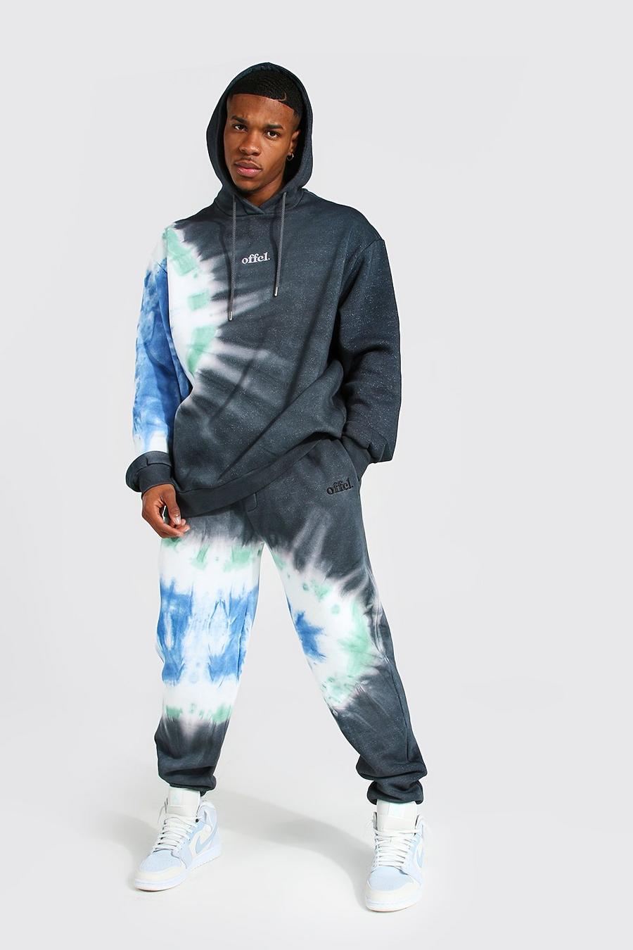 Black Oversized Offcl Tie Dye Hooded Tracksuit image number 1