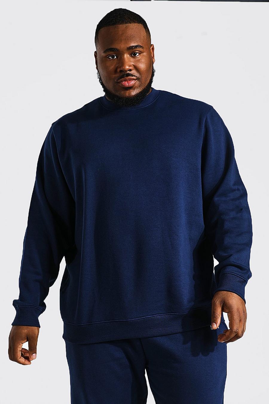 Navy marinblå Plus Size Basic Sweater image number 1