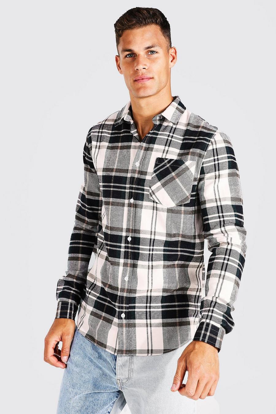 White Tall Regular Fit Long Sleeve Check Shirt image number 1