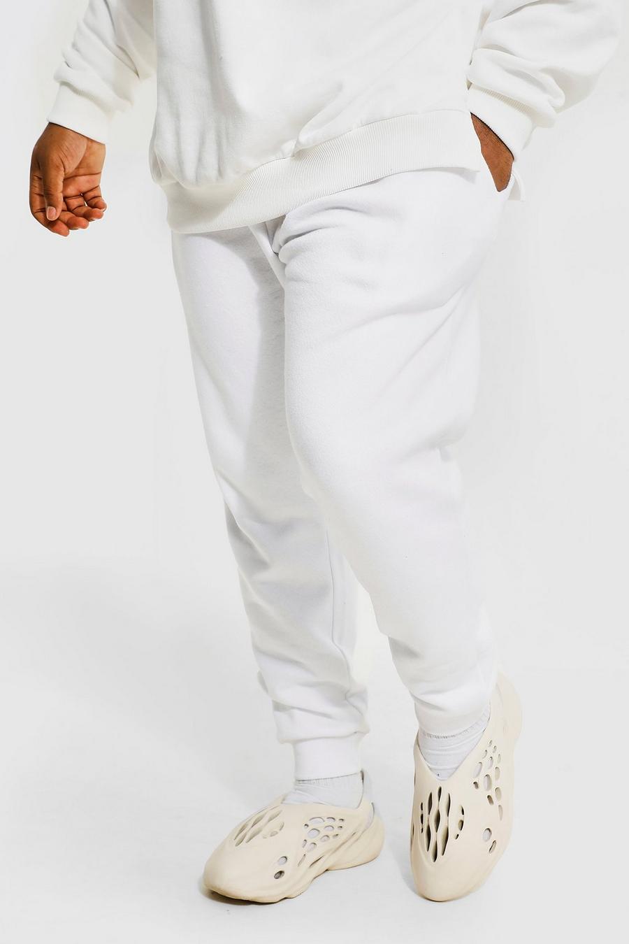 White Plus Size Basic Skinny Fit Joggingbroek image number 1