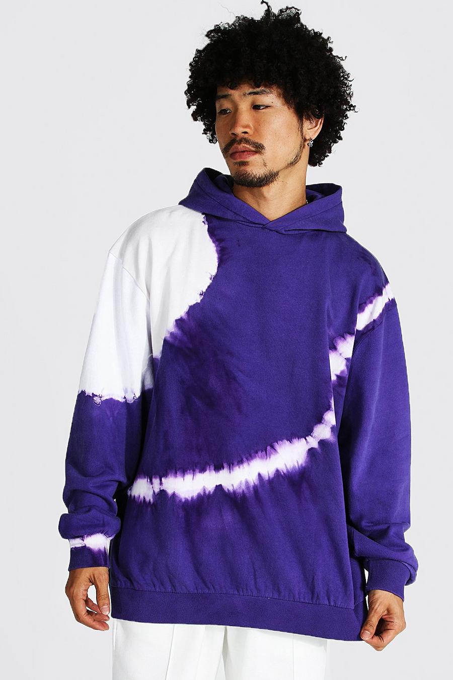 Sweat à capuche oversize effet tie dye - MAN, Purple image number 1