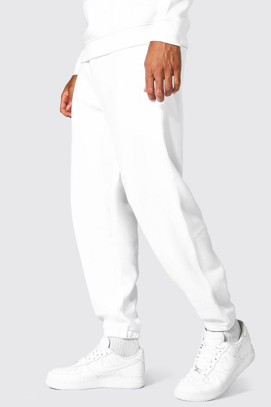 Pantaloni tuta Tall Basic comodi in fibre riciclate, White bianco image number 1