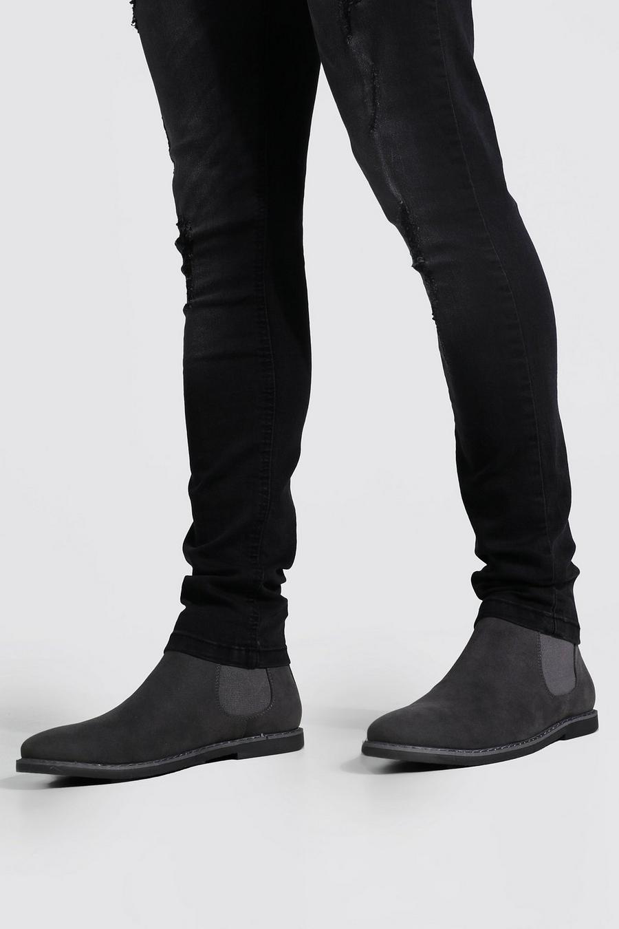 Charcoal Faux Suede Back Tab Chelsea image number 1