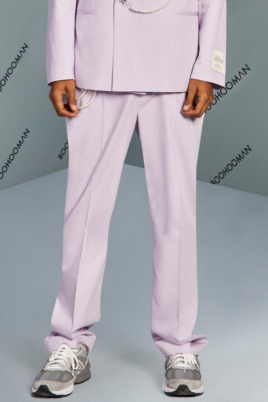 Lilac violett Relaxed Fit Suit Trouser With Chain image number 1