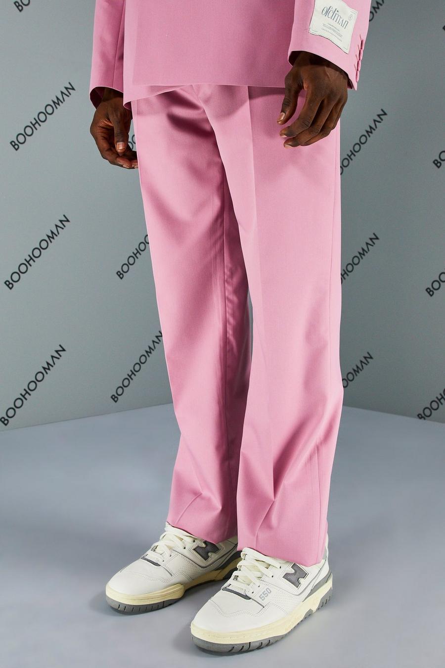Pantalón holgado de traje con cadena, Pink rosa image number 1