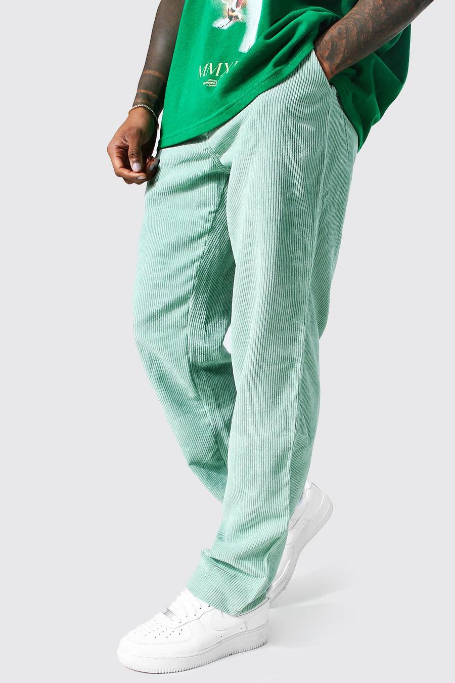 ירוק חיוור מכנסי קורדרוי בגזרה ישרה image number 1
