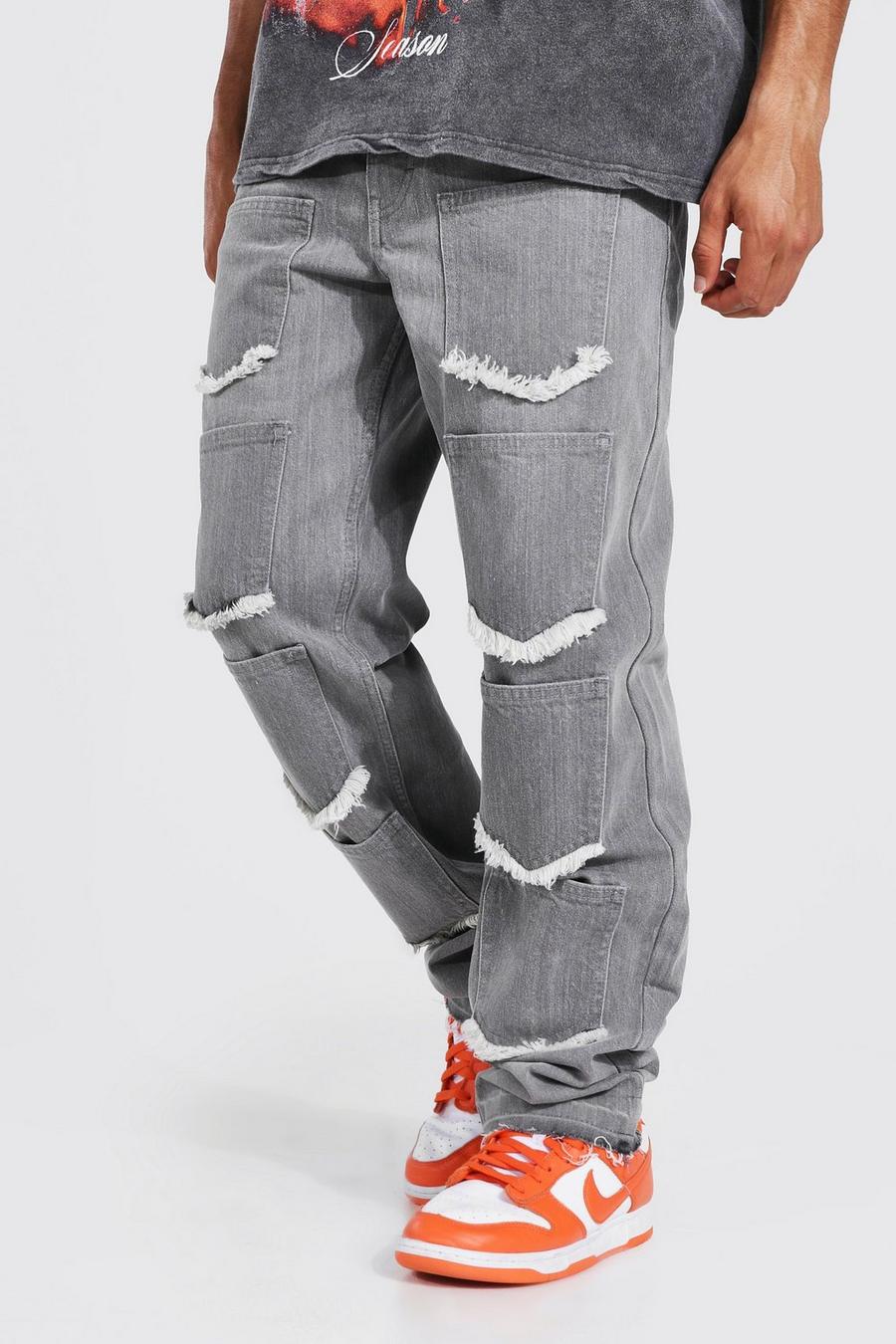 אפור קפוא ג׳ינס בגזרה משוחררת עם כיסים image number 1