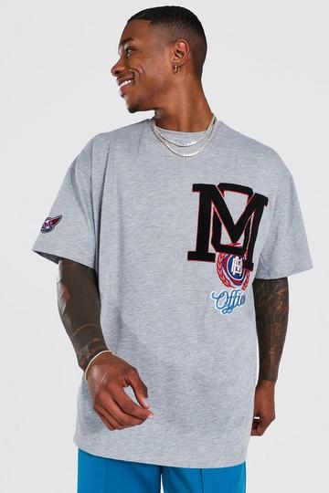 Oversized Varsity Badge T-Shirt grey marl