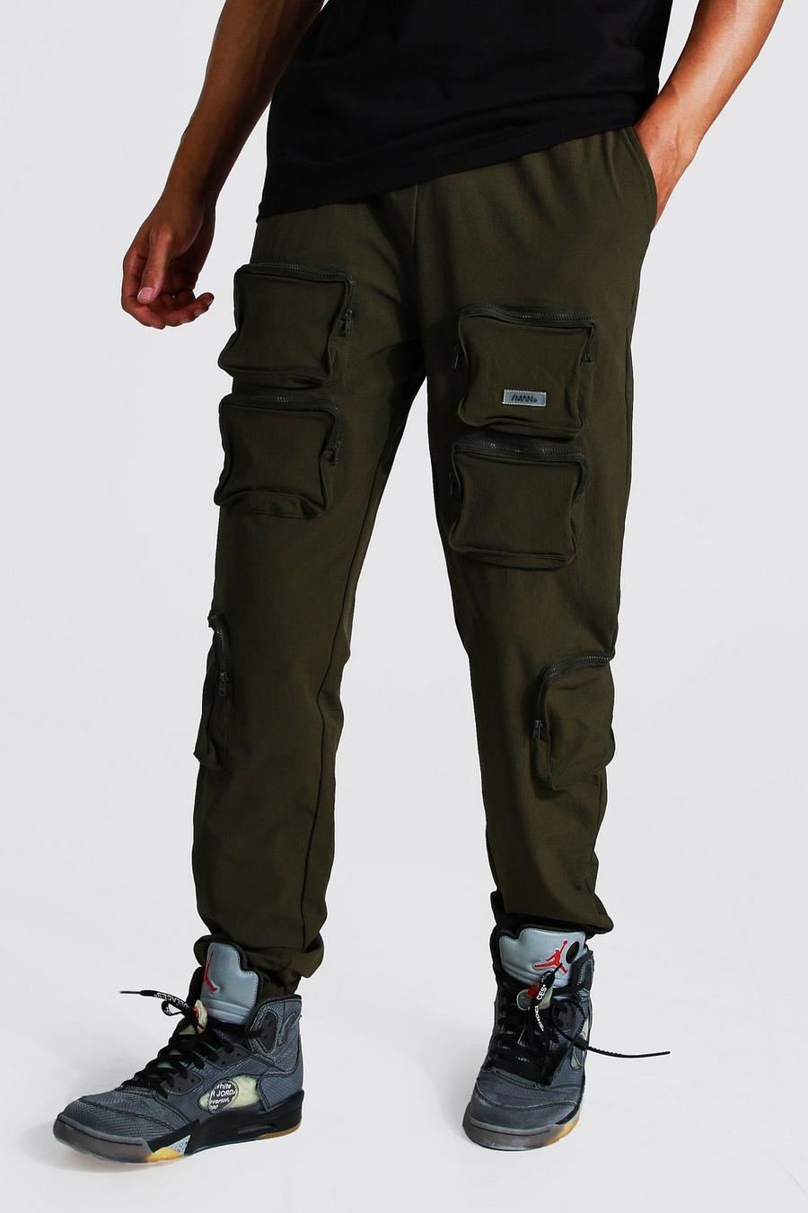 חאקי מכנסי דגמ"ח עם כיסים תלת-ממדיים, לגברים גבוהים image number 1