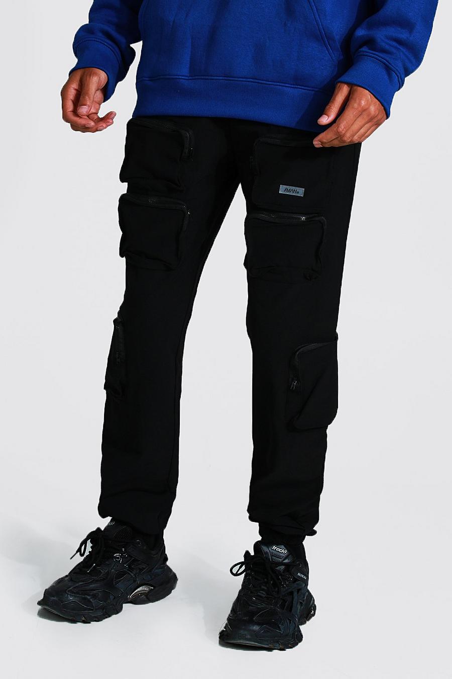 שחור מכנסי דגמ"ח עם כיסים תלת-ממדיים, לגברים גבוהים image number 1