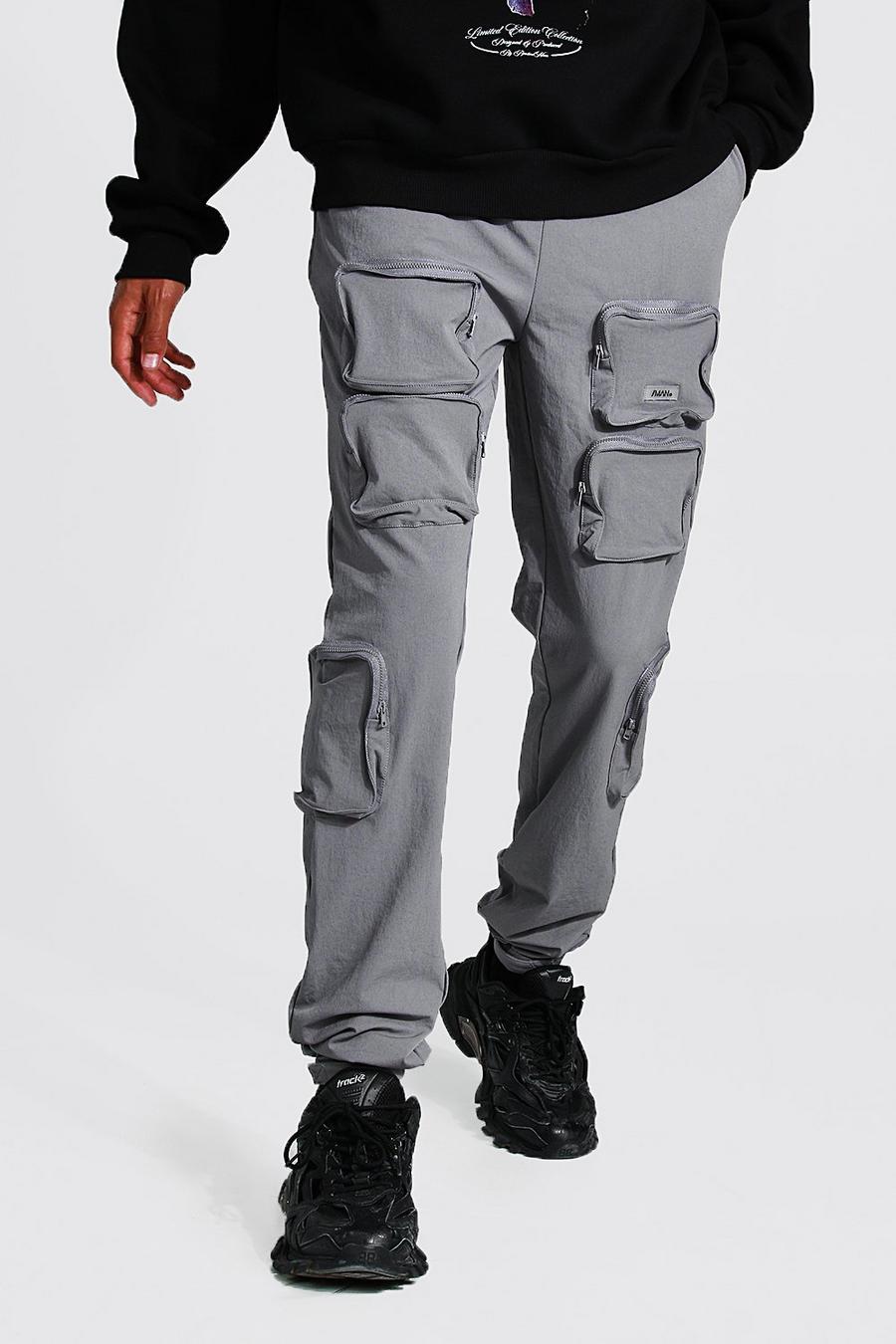 אפור מכנסי דגמ"ח עם כיסים תלת-ממדיים, לגברים גבוהים image number 1