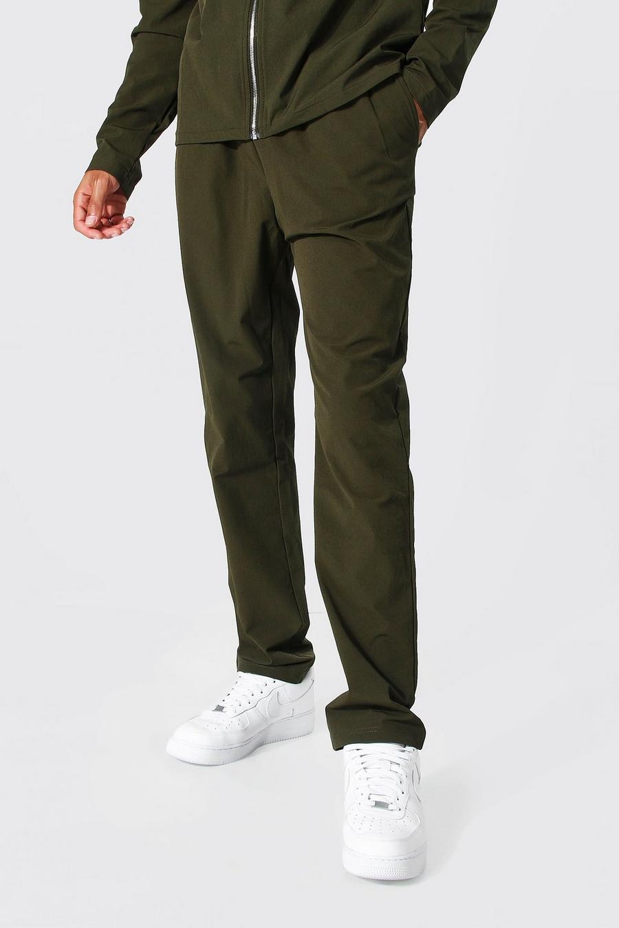 Khaki Tall Elasticated Waistband Tapered Trousers image number 1