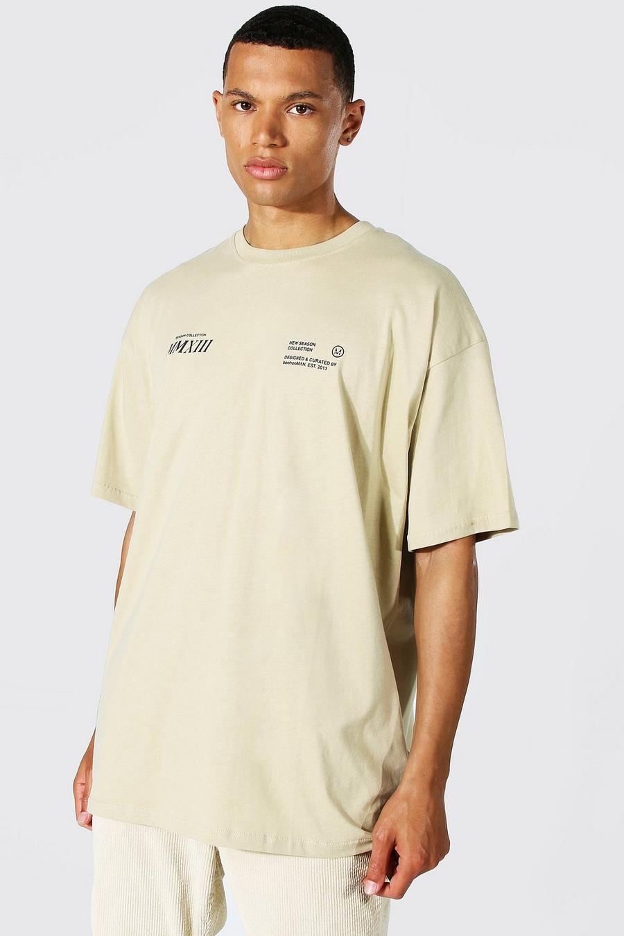 Camiseta Tall Worldwide con estampado en la espalda, Stone beige image number 1