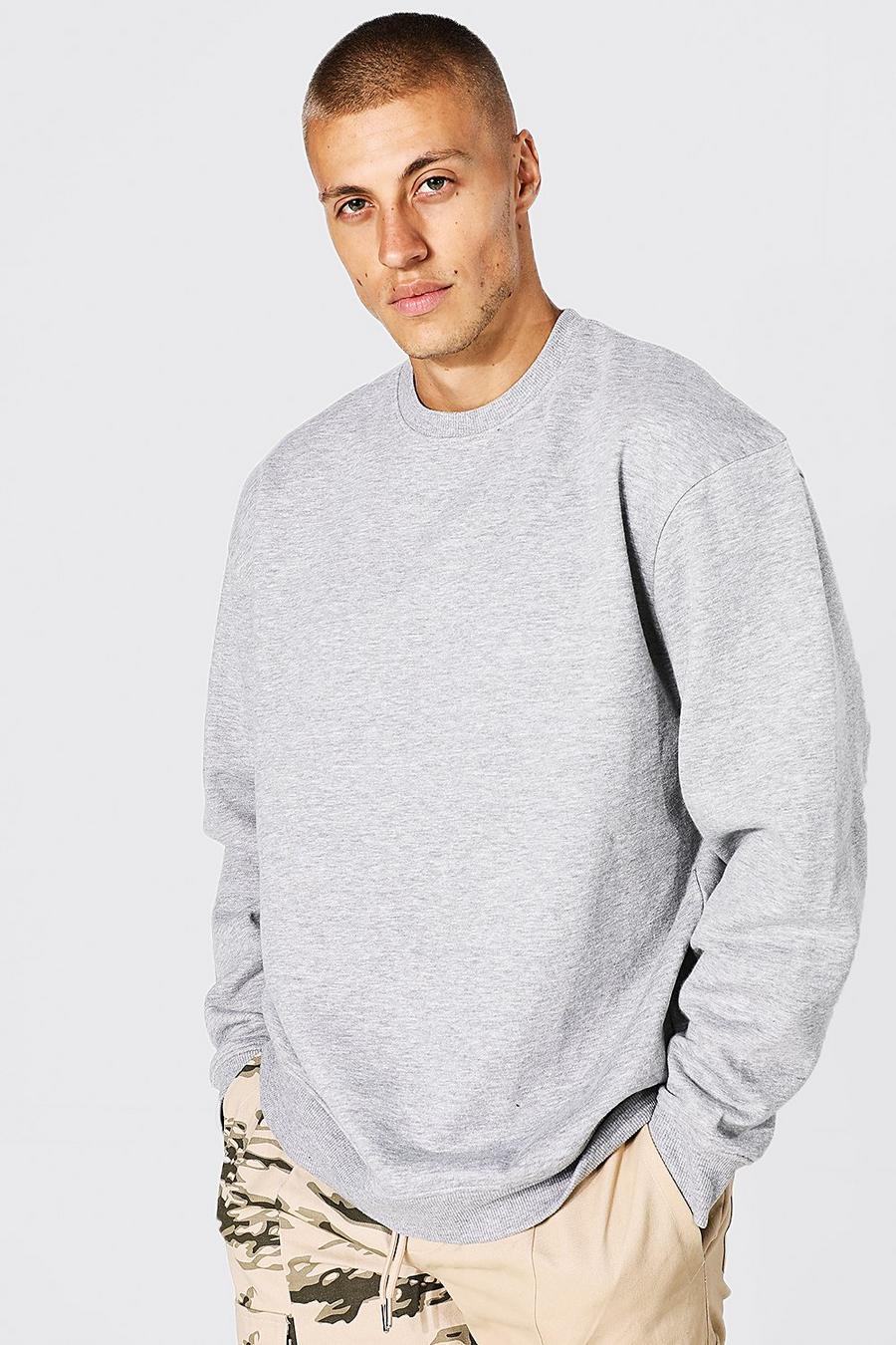 Grey grå Oversize sweatshirt i återvunnet tyg med rund hals image number 1