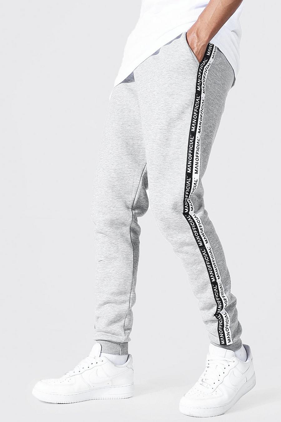 Grey marl Tall - MAN Official Joggers i skinny fit med kantband image number 1