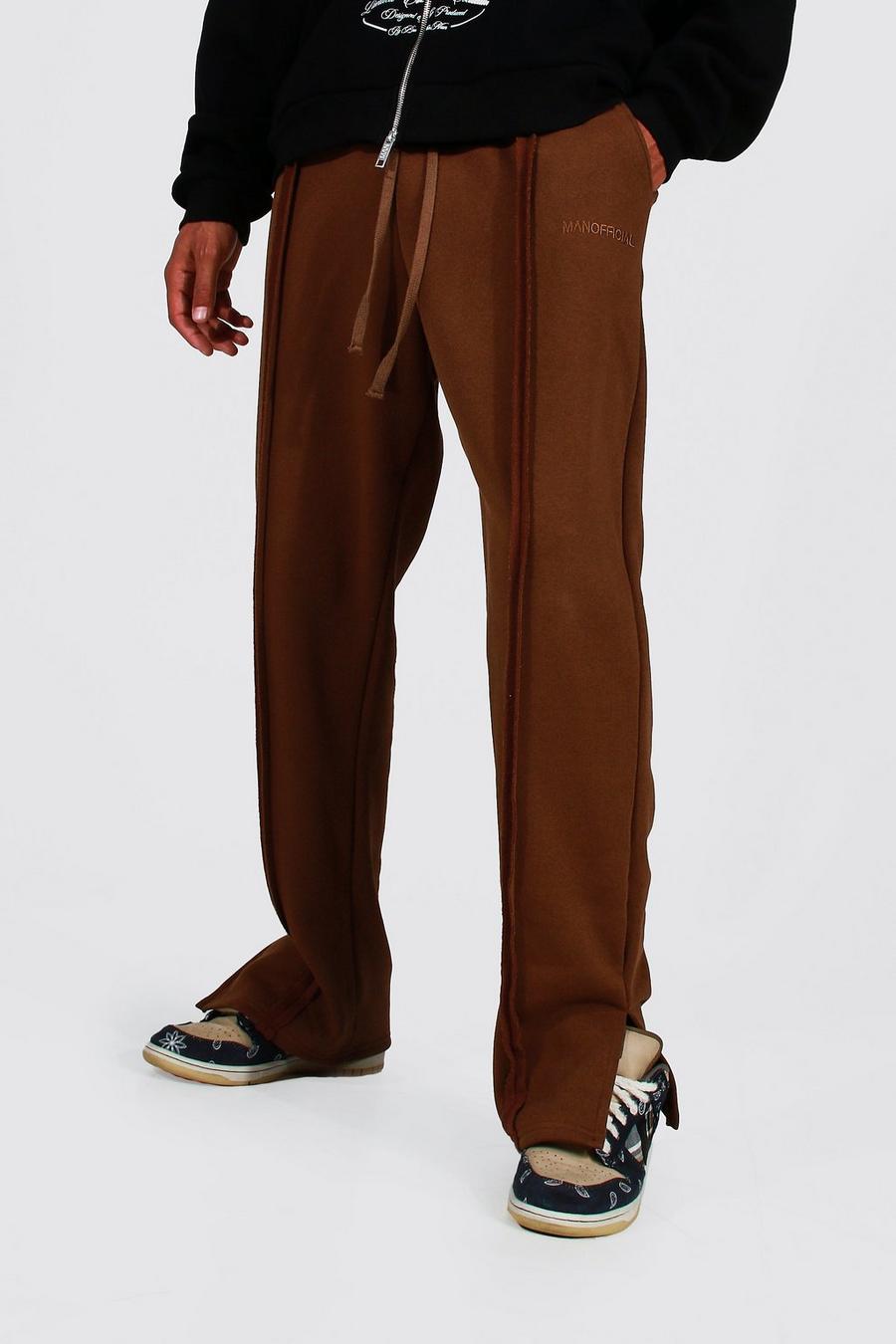 Chocolate brown Tall Relaxed Fit Man Official Track Pant image number 1
