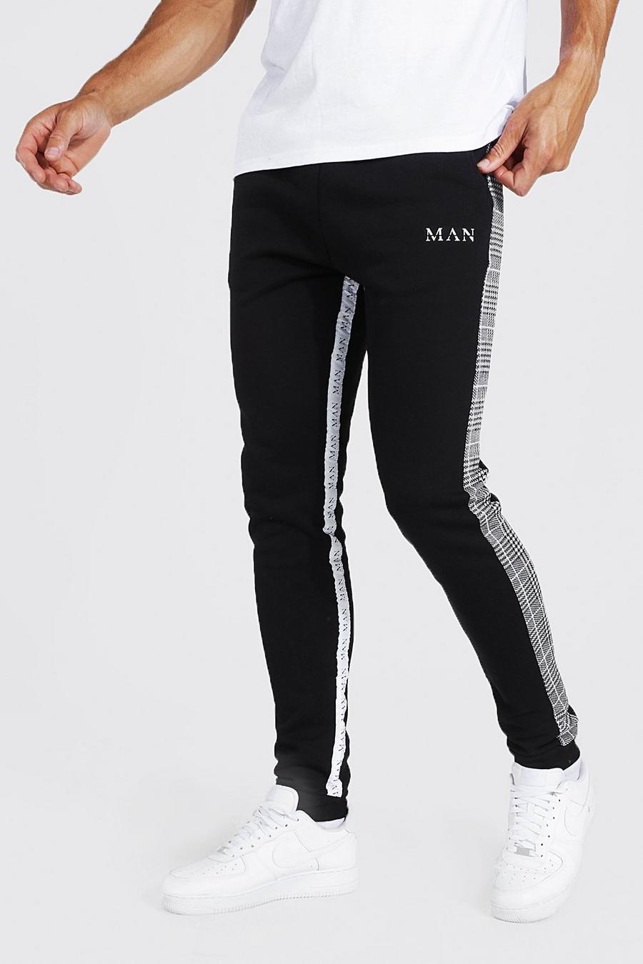 Pantaloni tuta Tall Man Skinny Fit con striscia laterale in jacquard, Black negro image number 1