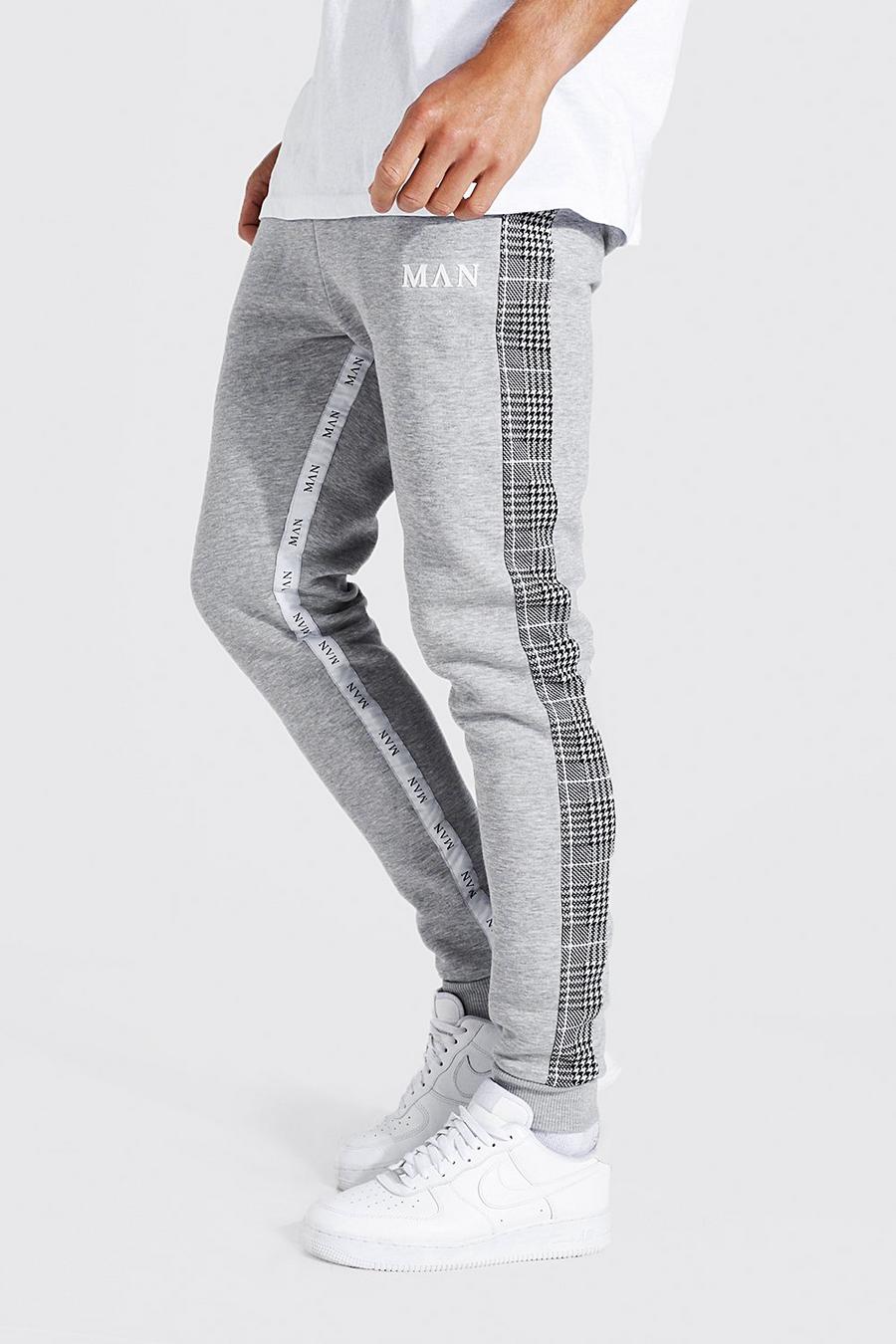 Pantalón deportivo Tall MAN pitillo de tela jacquard con franja, Grey marl image number 1