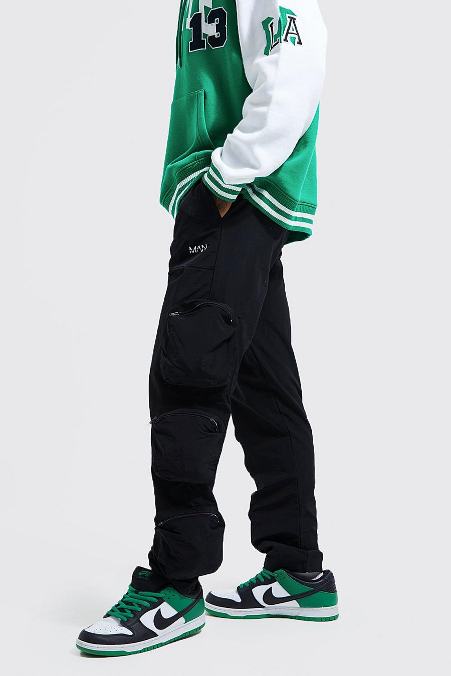 שחור מכנסי דגמ"ח עם ציפוי עמיד, כיסים תלת-ממדיים וכיתוב Original Man image number 1