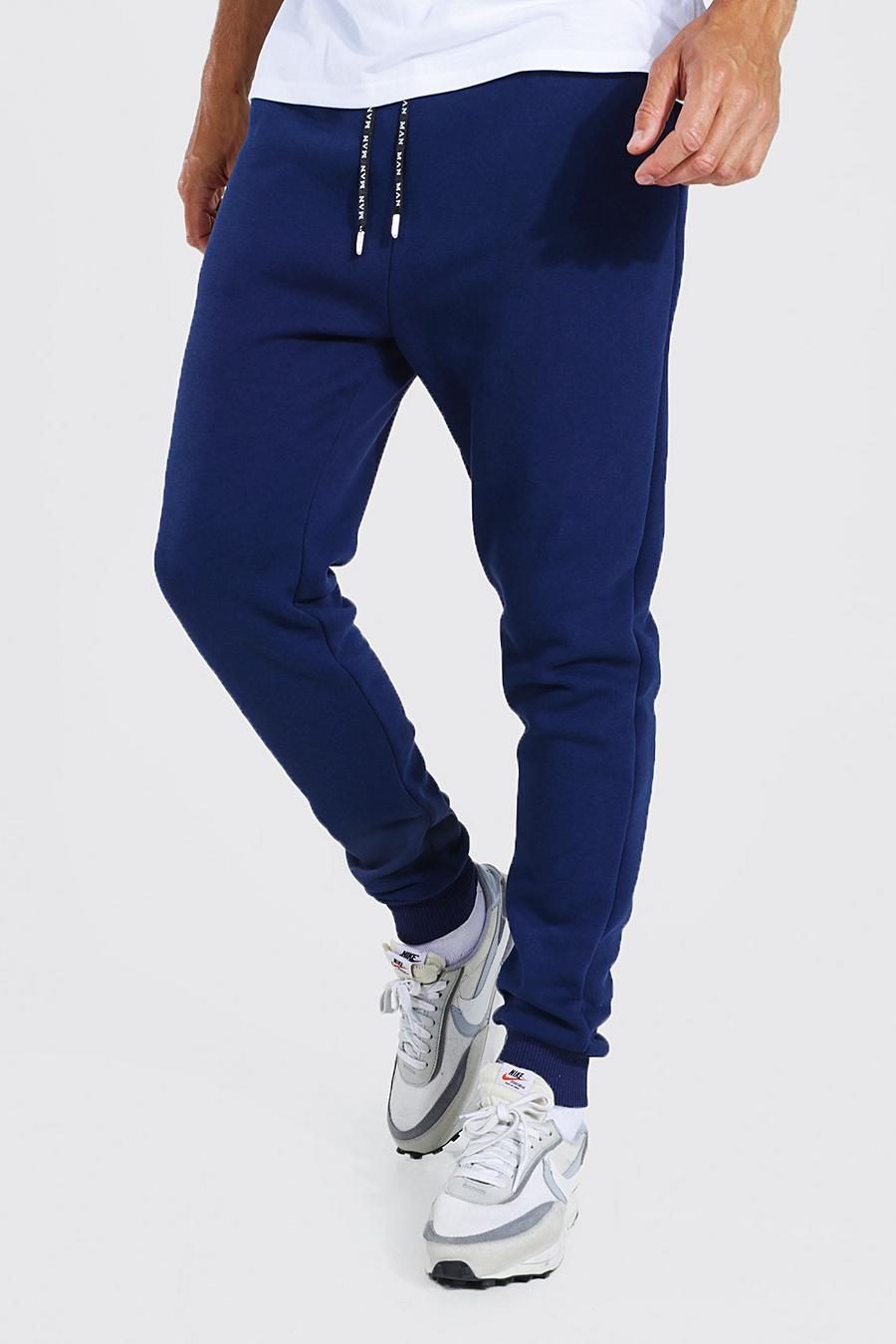 Pantaloni tuta Tall Skinny Fit con laccetti con logo Man, Blu oltremare image number 1