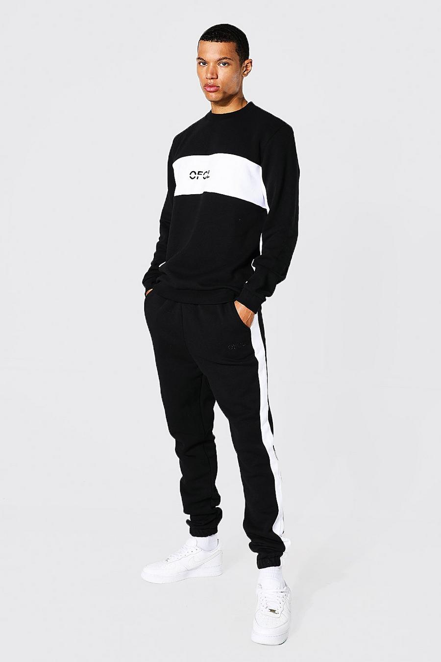 Black Tall Official Colour Block Sweater Tracksuit image number 1