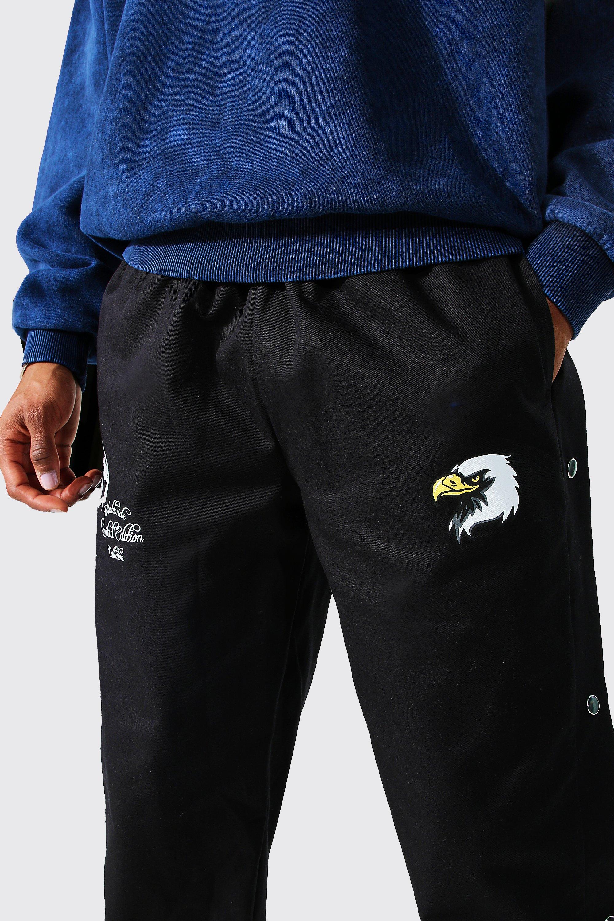 Straight Leg Varsity Twill Popper Pants