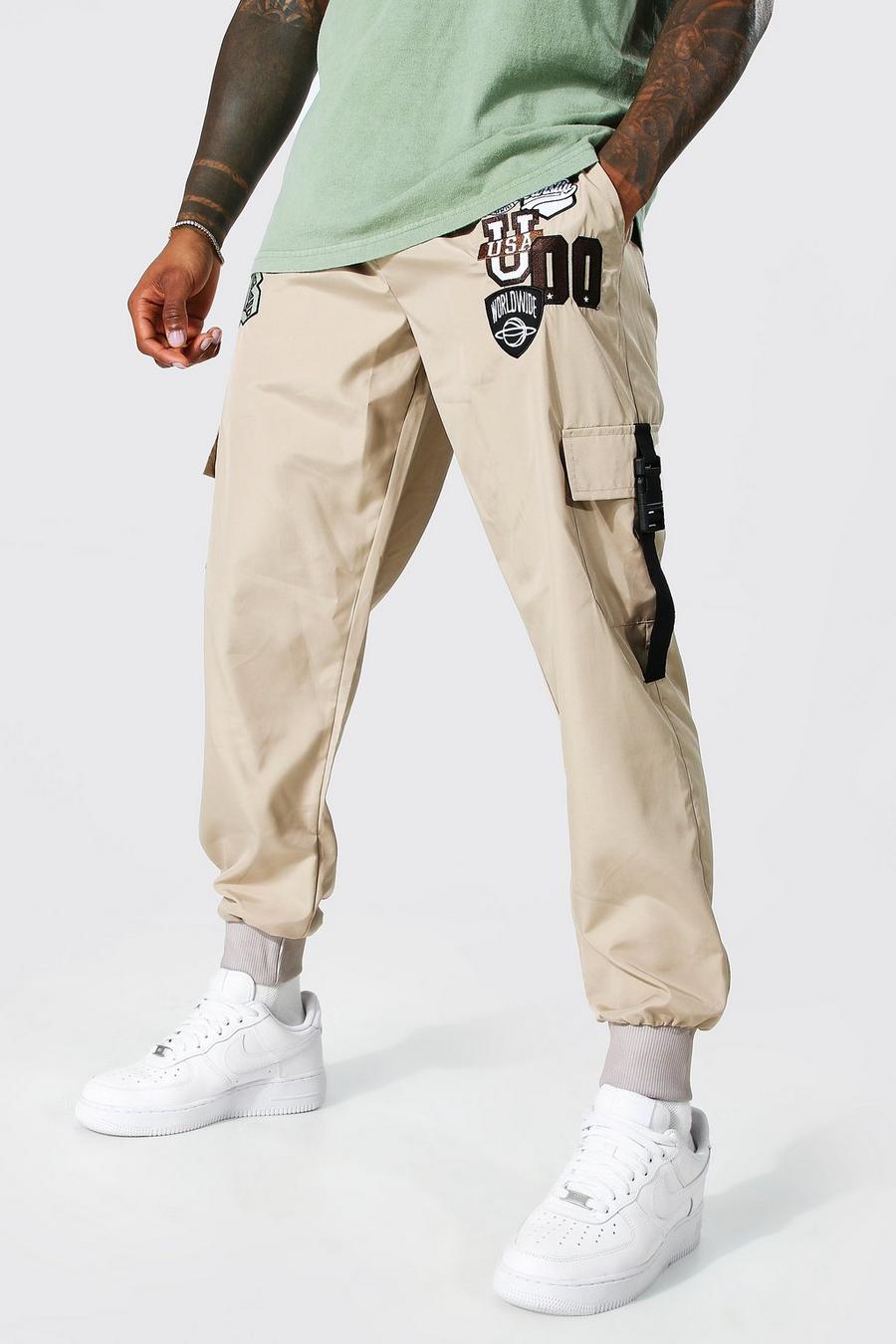 Ecru blanc Man Shell Varsity Cargo Trousers image number 1