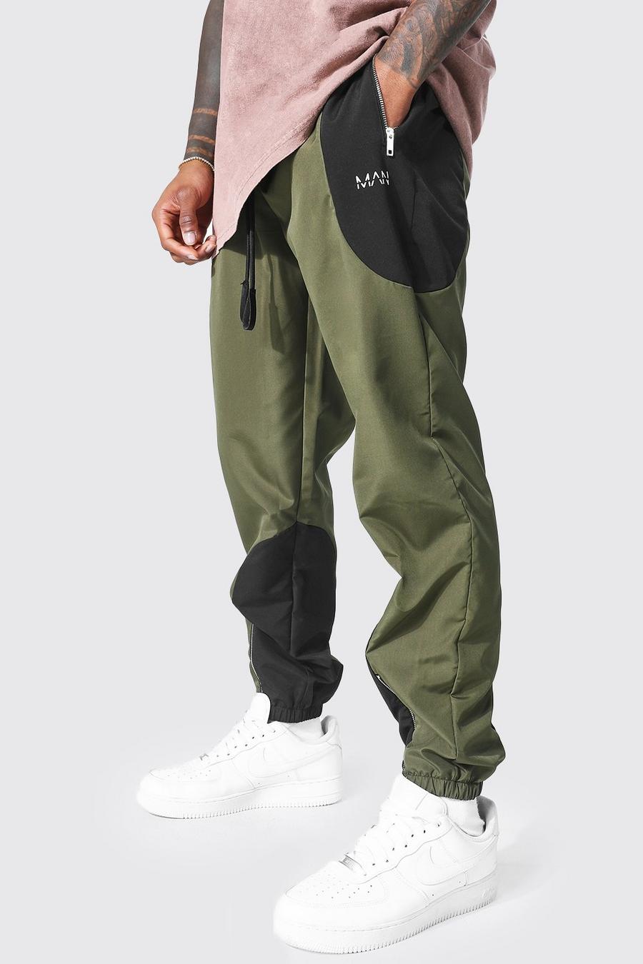 Khaki Man Shell Cut And Sew Panel Trouser image number 1