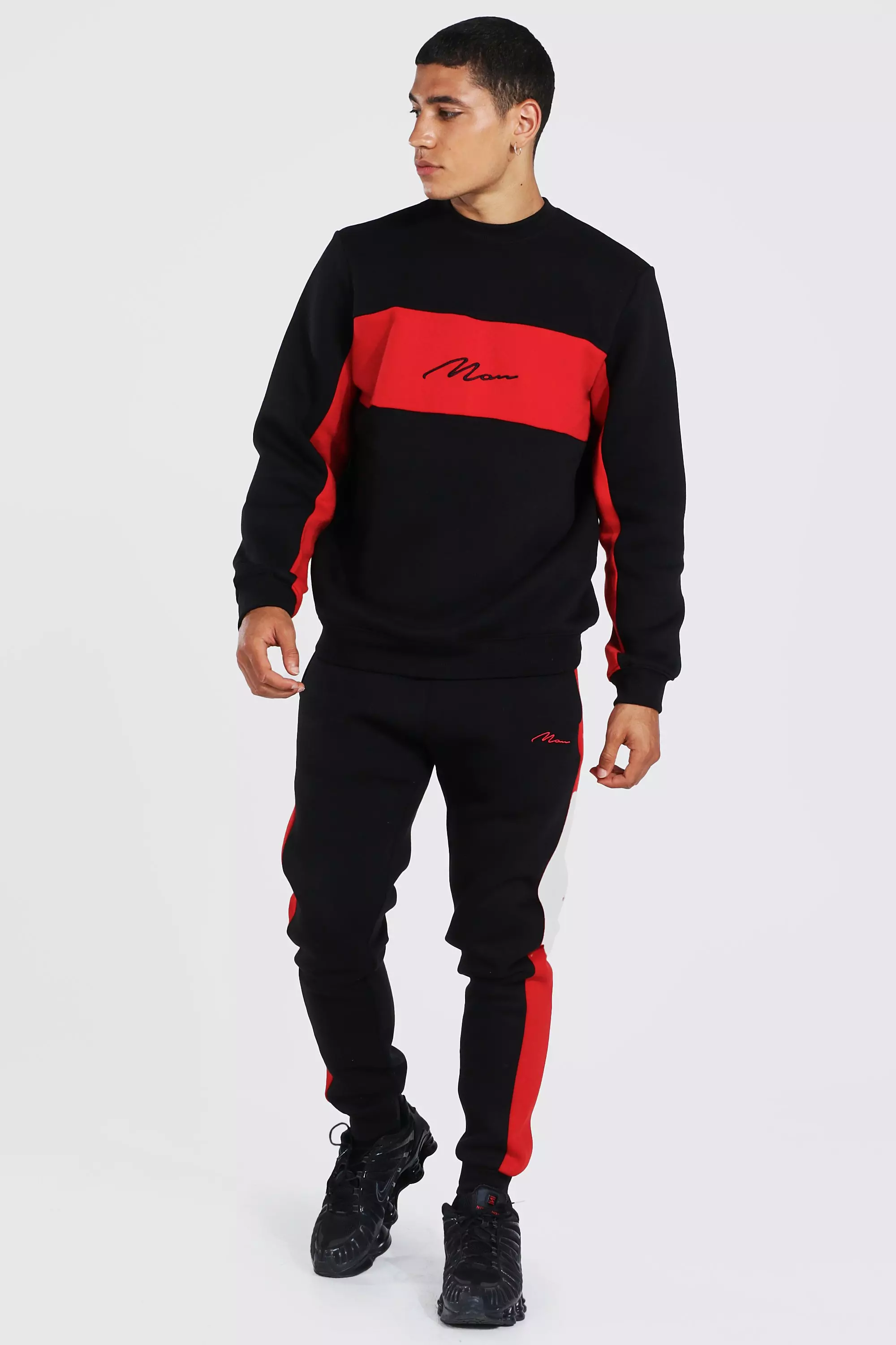 Boohoo mens best sale red tracksuit